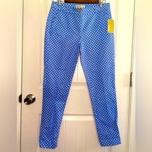 Michael Kors dress ankle pants, blue & white, size 4